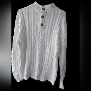 White Cable Knit Sweater S